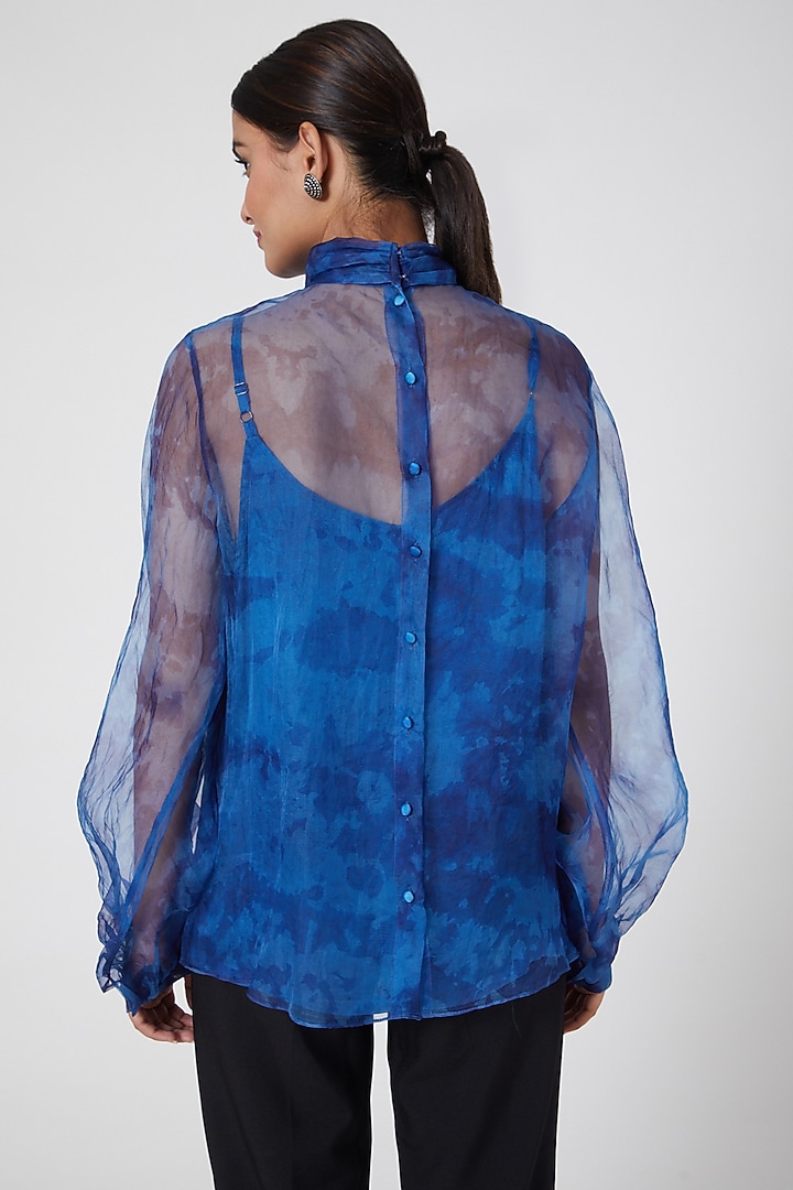 Blue Tie-Dye Printed Top by SIDDHARTHA BANSAL at Pernia's Pop Up Shop