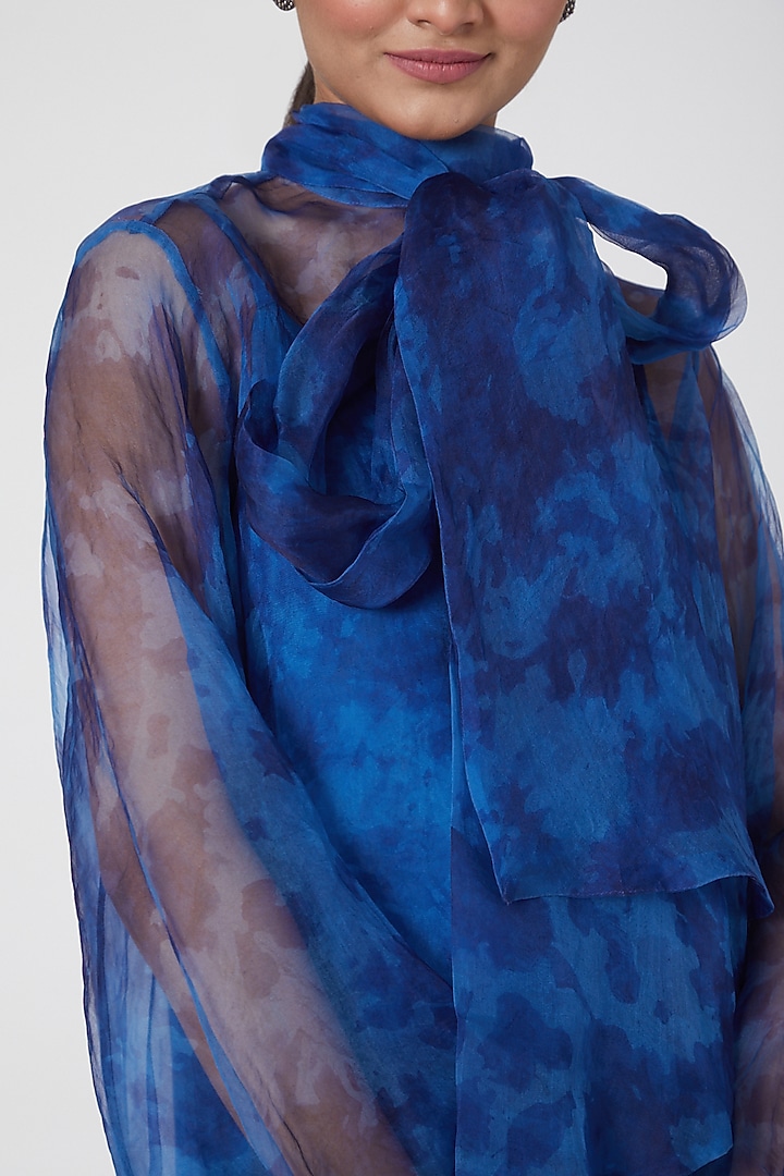 Blue Tie-Dye Printed Top by SIDDHARTHA BANSAL at Pernia's Pop Up Shop