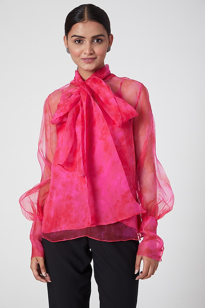 Pink Tie-Dye Printed Top by SIDDHARTHA BANSAL at Pernia's Pop Up Shop