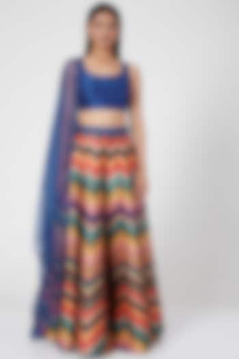 Multi Colored Embroidered Silk Wedding Lehenga Set by SIDDHARTHA BANSAL at Pernia's Pop Up Shop