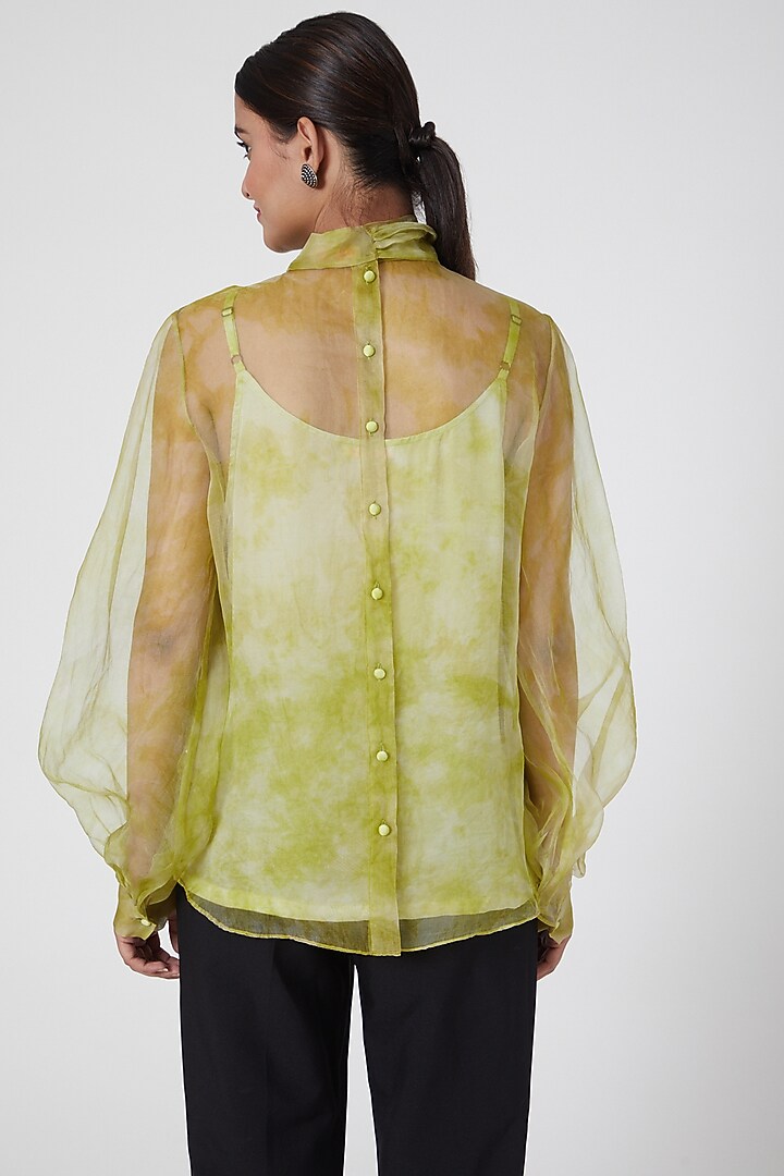 Green Tie-Dye Printed Top by SIDDHARTHA BANSAL at Pernia's Pop Up Shop