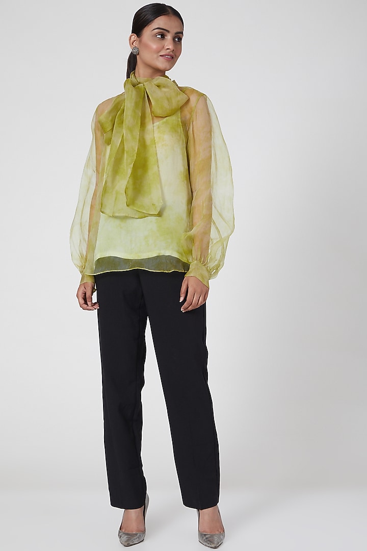 Green Tie-Dye Printed Top by SIDDHARTHA BANSAL at Pernia's Pop Up Shop