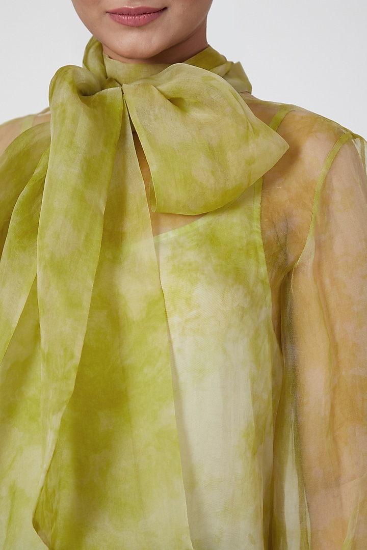 Green Tie-Dye Printed Top by SIDDHARTHA BANSAL at Pernia's Pop Up Shop