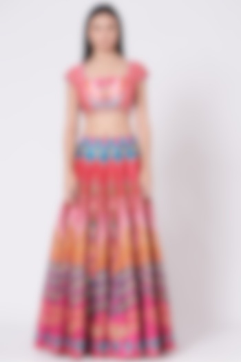 Multi-Colored Digital Printed Skirt Set by SIDDHARTHA BANSAL