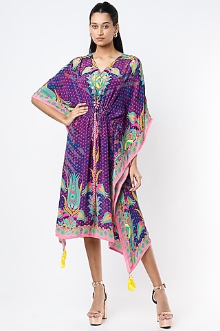 Purple & Pink Embellished Kaftan by SIDDHARTHA BANSAL