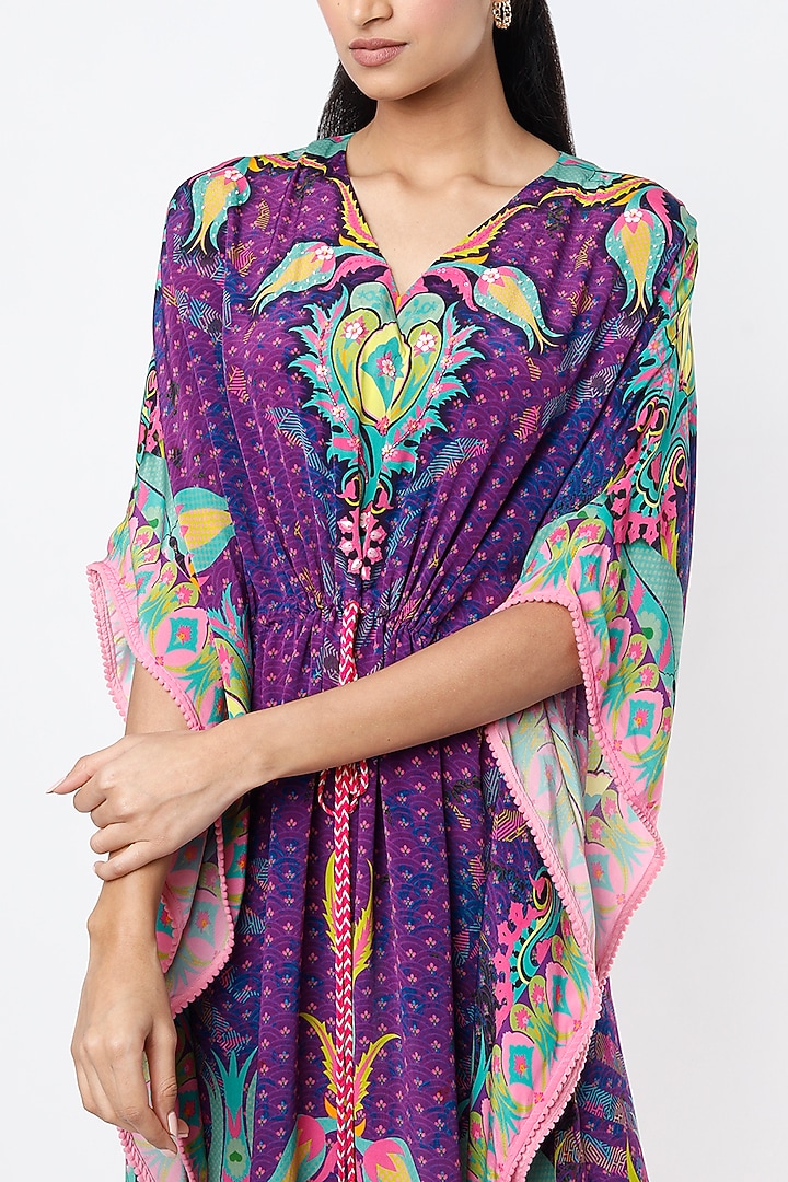 Purple & Pink Embellished Kaftan by SIDDHARTHA BANSAL at Pernia's Pop Up Shop