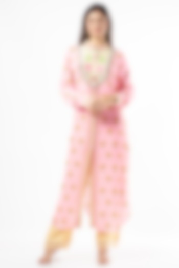 Peach Printed Summer Shirt Dress by Siddhartha Bansal at Pernia's Pop Up Shop