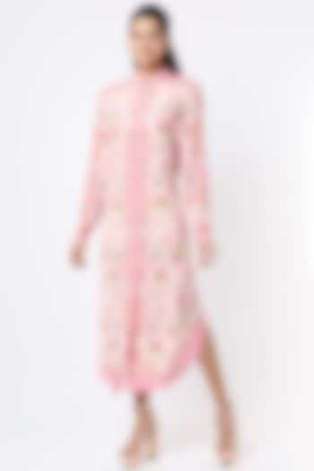 Blush Pink Digital Printed Shirt Dress by SIDDHARTHA BANSAL