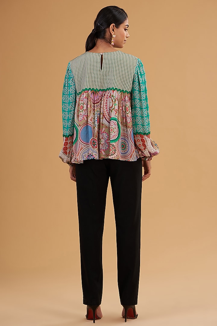 Green & Pink Pure Crepe Digital Printed Shirt by SIDDHARTHA BANSAL at Pernia's Pop Up Shop