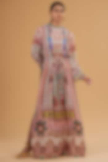 Multi-Colored Pure Crepe Sequins Embroidered & Digital Printed Kaftan Dress by SIDDHARTHA BANSAL