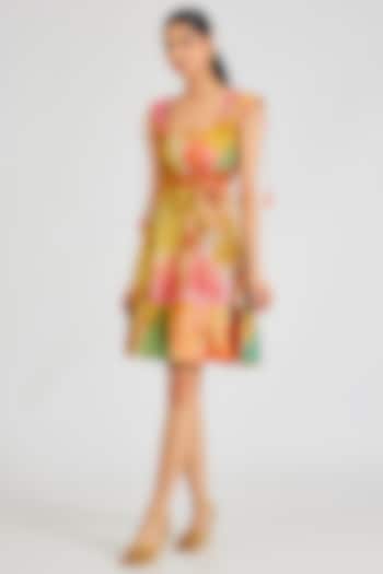 Multi-Colored Cotton Poplin Printed Vacation Dress by SIDDHARTHA BANSAL at Pernia's Pop Up Shop