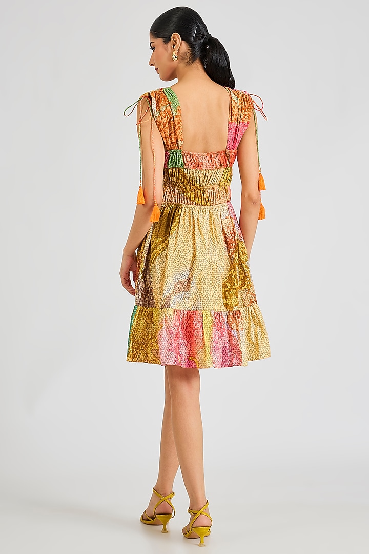 Multi-Colored Cotton Poplin Printed Vacation Dress by SIDDHARTHA BANSAL at Pernia's Pop Up Shop