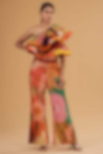 Multi-Colored Chiffon & Cotton Digital Printed Co-Ord Set by SIDDHARTHA BANSAL