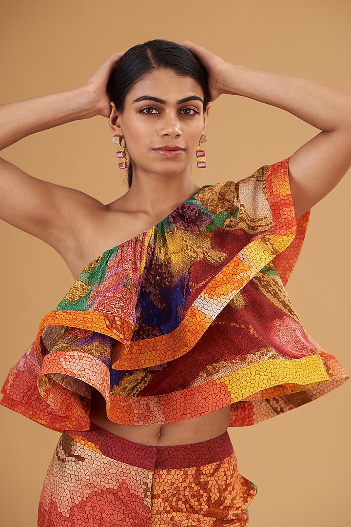 Multi-Colored Crepe Printed Co-Ord Set by SIDDHARTHA BANSAL at Pernia's Pop Up Shop