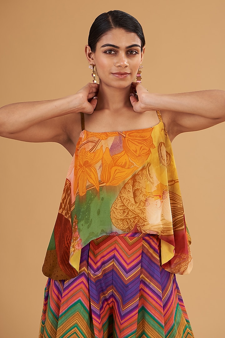 Multi-Colored Pure Crepe & Cotton Digital Printed Co-Ord Set by SIDDHARTHA BANSAL at Pernia's Pop Up Shop