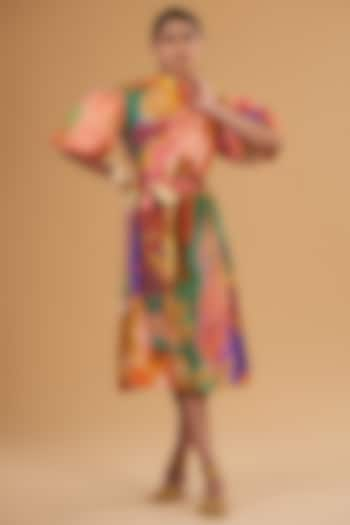 Multi-Colored Cotton Digital Printed Midi Dress by SIDDHARTHA BANSAL at Pernia's Pop Up Shop