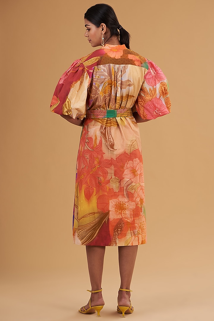 Multi-Colored Cotton Digital Printed Midi Vacation Dress by SIDDHARTHA BANSAL at Pernia's Pop Up Shop