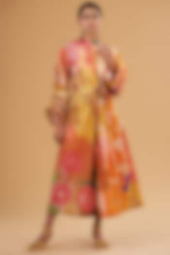 Multi-Colored Cotton Digital Printed Midi Dress by SIDDHARTHA BANSAL