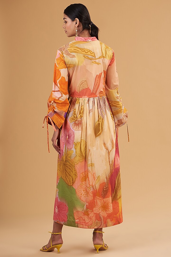 Multi-Colored Cotton Digital Printed Midi Vacation Dress by SIDDHARTHA BANSAL at Pernia's Pop Up Shop