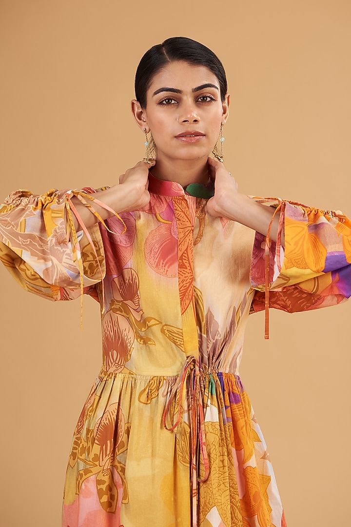 Multi-Colored Cotton Digital Printed Midi Vacation Dress by SIDDHARTHA BANSAL at Pernia's Pop Up Shop