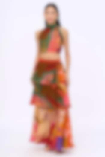 Multi-Colored Silk Organza Printed Layered Skirt Set by SIDDHARTHA BANSAL at Pernia's Pop Up Shop