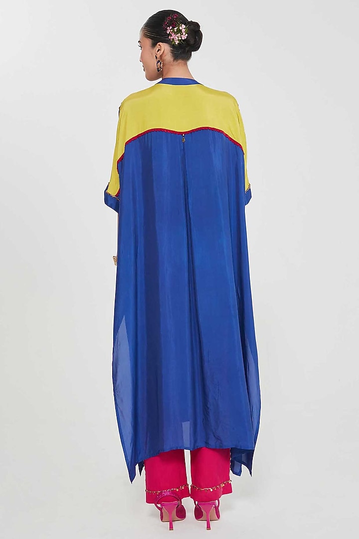 Ink Blue Habutai Silk Hand Embroidered Kurta Set by SIDDHARTHA BANSAL at Pernia's Pop Up Shop