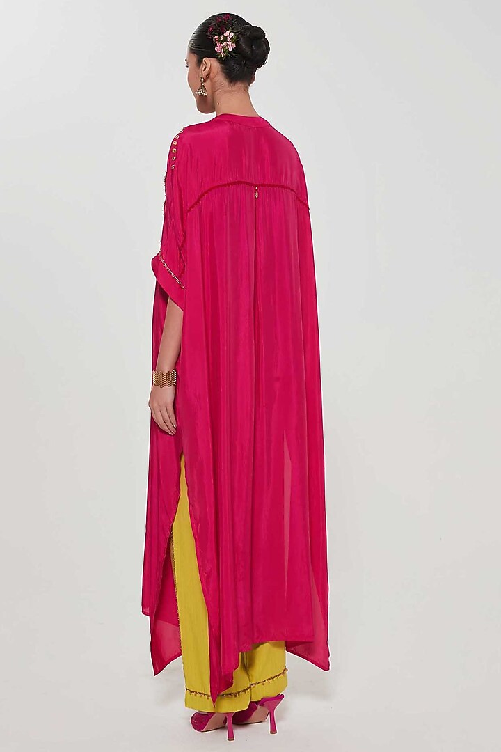 Rani Pink Habutai Silk Hand Embroidered Kurta Set by SIDDHARTHA BANSAL at Pernia's Pop Up Shop