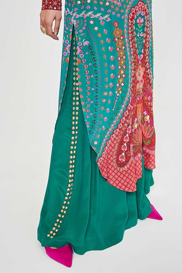 Multi-Colored Crepe Printed & Hand Embroidered Tunic Set by SIDDHARTHA BANSAL at Pernia's Pop Up Shop