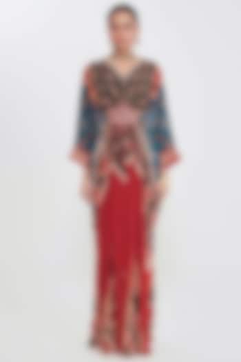 Multi-Colored Crepe Embroidered & Printed Kaftan by SIDDHARTHA BANSAL at Pernia's Pop Up Shop