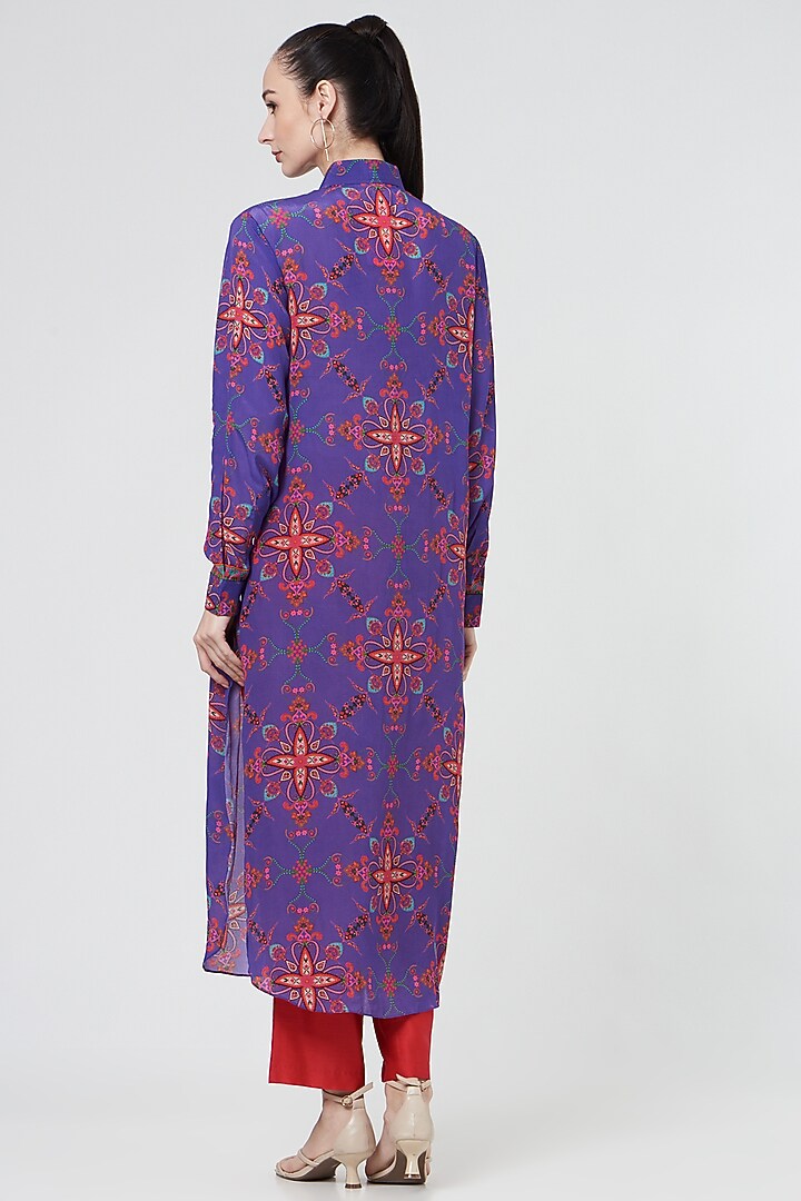 Purple Printed Shirt Dress by SIDDHARTHA BANSAL at Pernia's Pop Up Shop