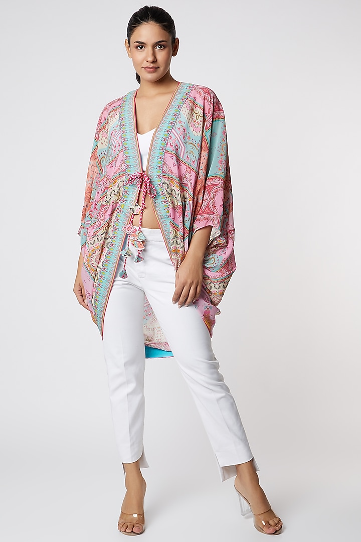 Multi Colored Digital Printed Shrug by SIDDHARTHA BANSAL at Pernia's Pop Up Shop