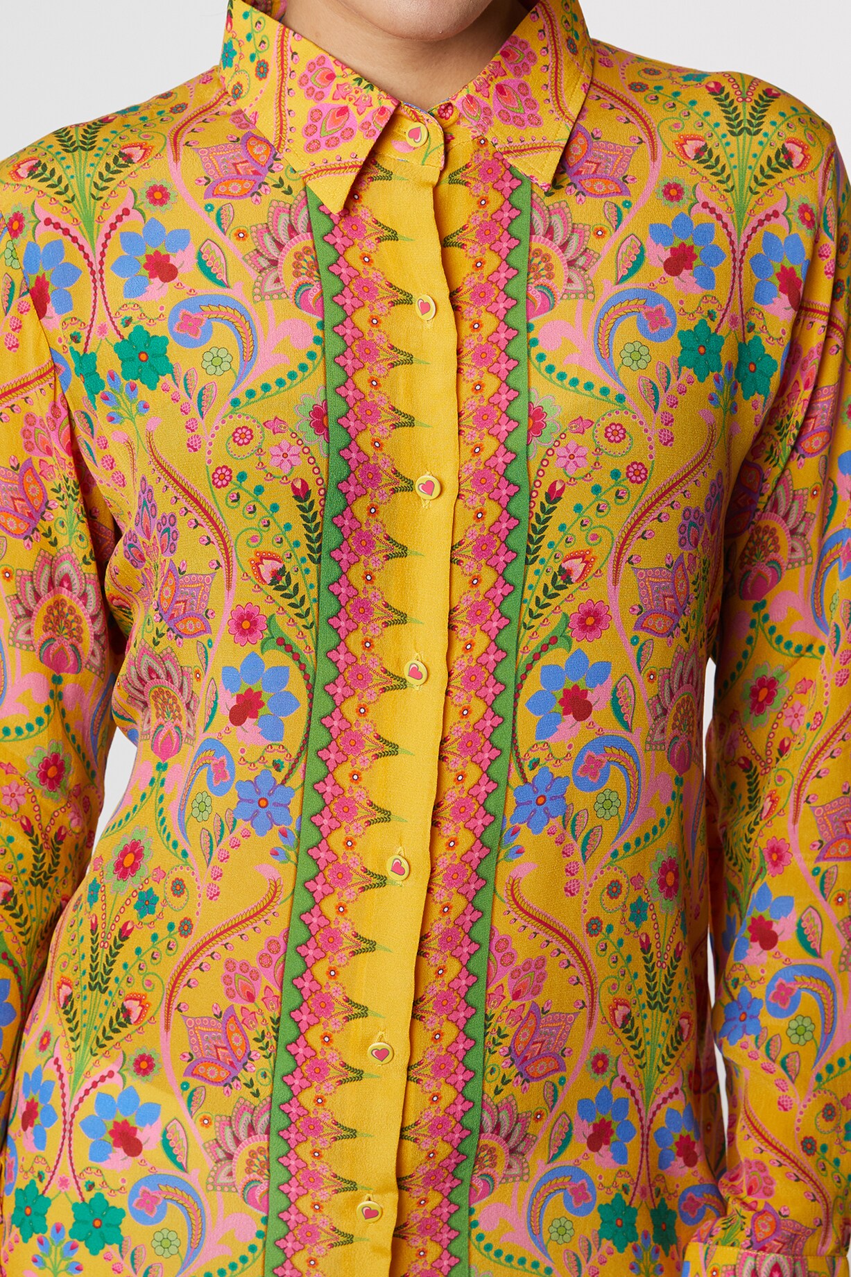 Printed Abstract Petal Crepe Shirt main image 1