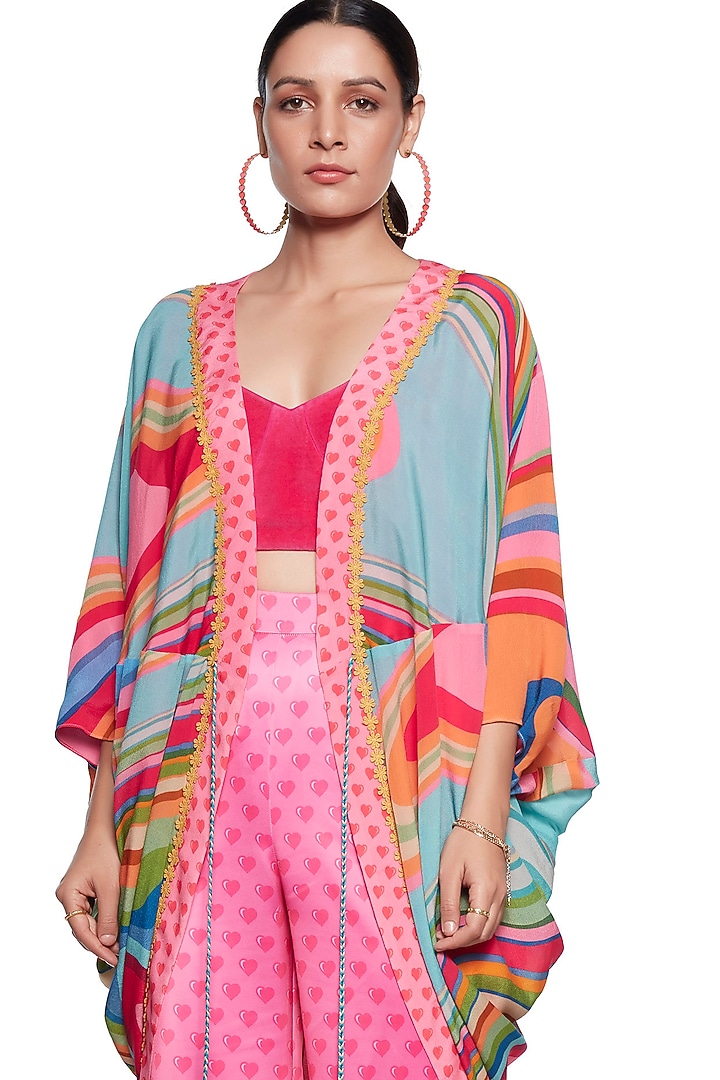 Multi Colored Wave Shrug by SIDDHARTHA BANSAL at Pernia's Pop Up Shop