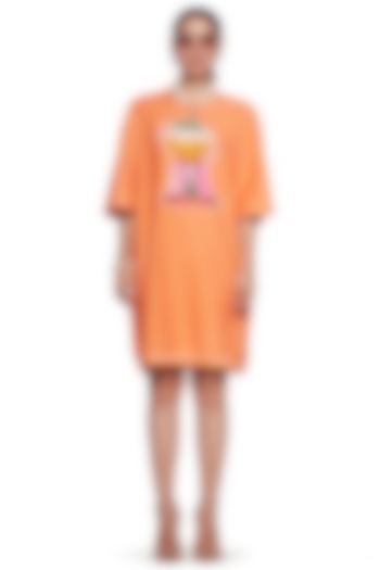 Orange terry Cotton Sweatshirt by SIDDHARTHA BANSAL