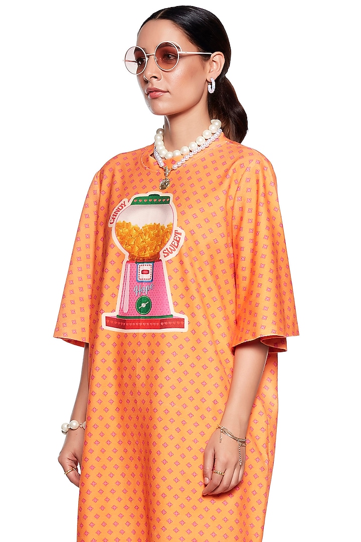 Orange terry Cotton Sweatshirt by SIDDHARTHA BANSAL at Pernia's Pop Up Shop