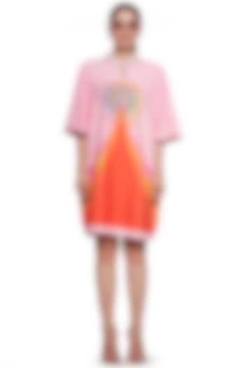 Orange & Pink Terry Cotton Sweatshirt by SIDDHARTHA BANSAL