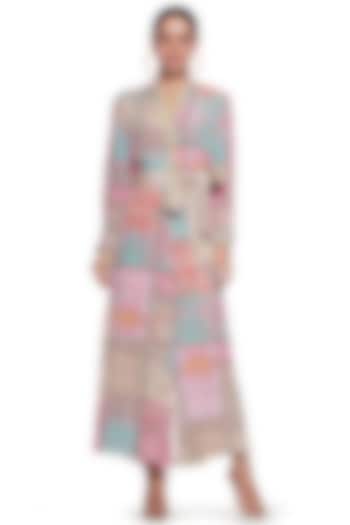 Pink & Blue Embroidered Jumpsuit by SIDDHARTHA BANSAL