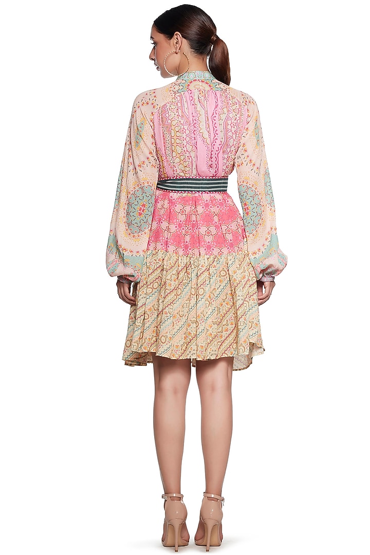 Pink & Yellow Cotton Linen Vacation Dress by SIDDHARTHA BANSAL at Pernia's Pop Up Shop
