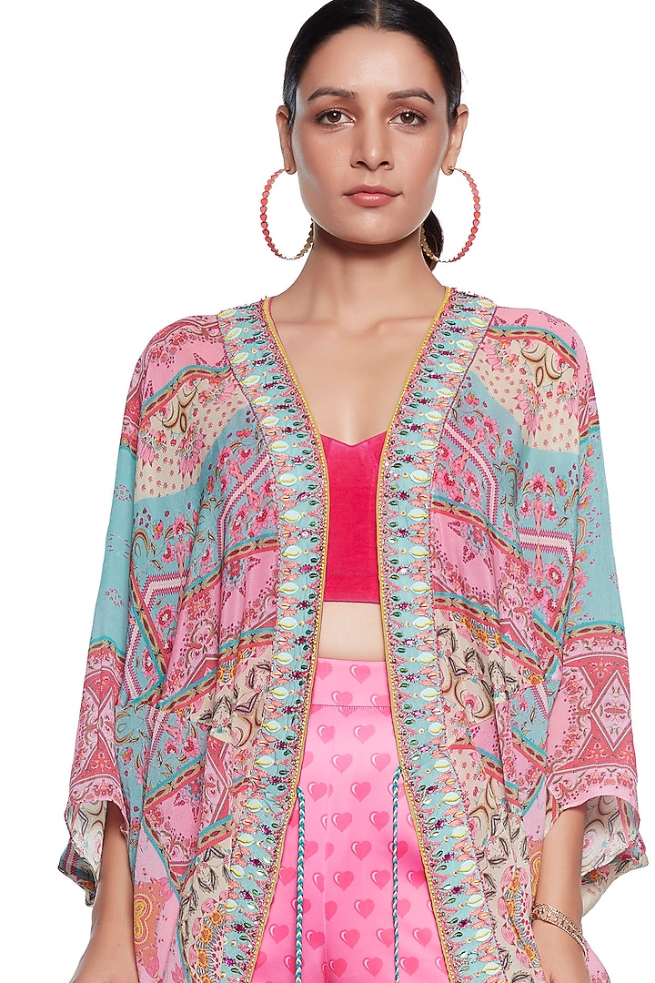Pink Embroidered Shrug by SIDDHARTHA BANSAL at Pernia's Pop Up Shop