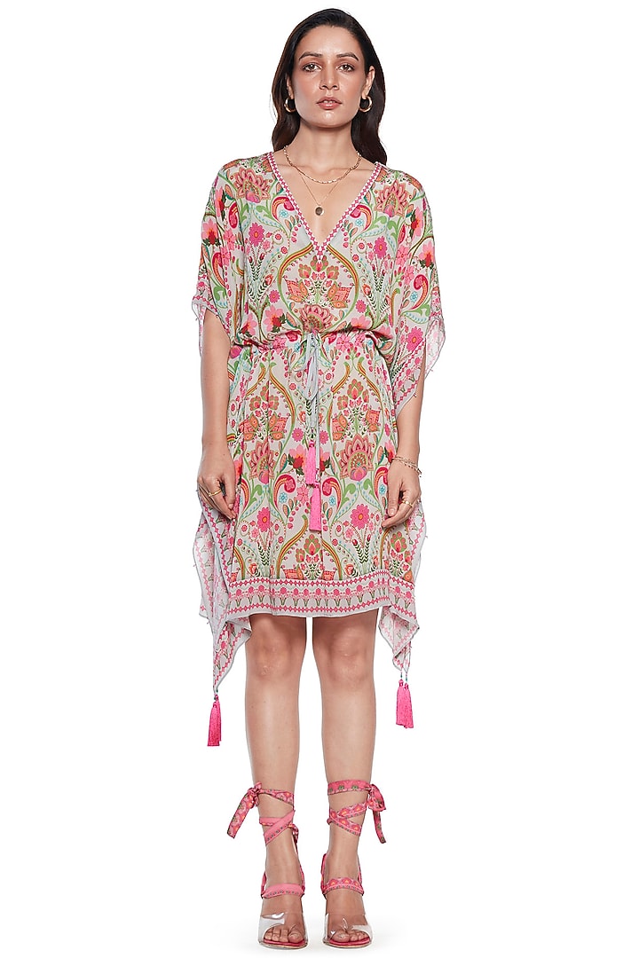 Grey Paisley Kaftan by SIDDHARTHA BANSAL at Pernia's Pop Up Shop