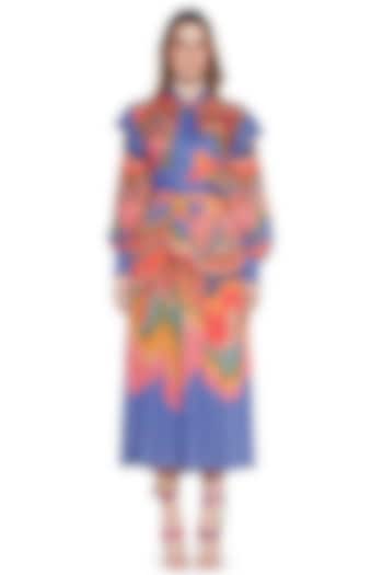 Multi-Colored Modal Satin Pleated Vacation Dress by SIDDHARTHA BANSAL at Pernia's Pop Up Shop