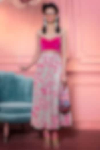 Mint & Pink Pleated Skirt by SIDDHARTHA BANSAL