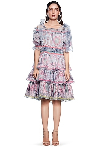 Light Grey Baby Doll Dress by SIDDHARTHA BANSAL