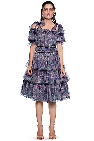 Dark Grey Baby Doll Dress by SIDDHARTHA BANSAL