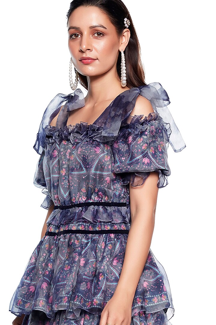 Dark Grey Baby Doll Vacation Dress by SIDDHARTHA BANSAL at Pernia's Pop Up Shop