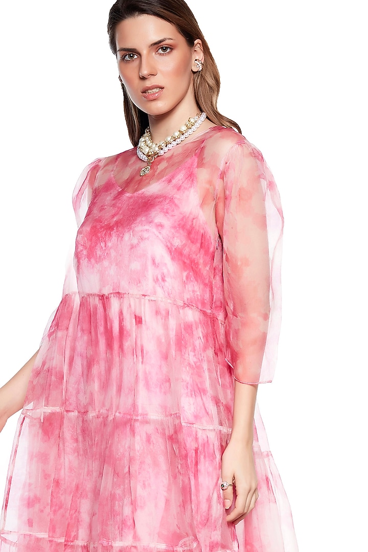 Pink Tie-Dye Vacation Dress With Slip by SIDDHARTHA BANSAL at Pernia's Pop Up Shop