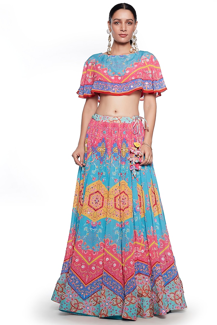Multi Colored Skirt Set by SIDDHARTHA BANSAL