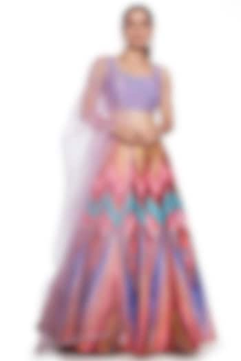 Multi-Colored Raw Silk & Dupion Embroidered Wedding Lehenga Set by SIDDHARTHA BANSAL at Pernia's Pop Up Shop