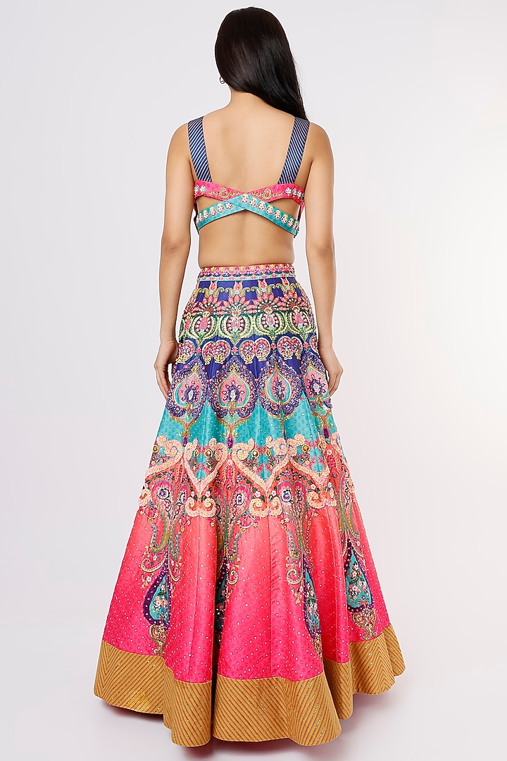 Fuchsia Embroidered & Printed Bridal Lehenga Set by SIDDHARTHA BANSAL at Pernia's Pop Up Shop