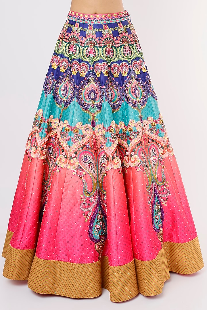 Fuchsia Embroidered & Printed Bridal Lehenga Set by SIDDHARTHA BANSAL at Pernia's Pop Up Shop